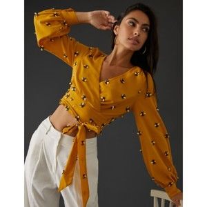 NWT Maeve Anthropologie long sleeve bee wrap top size 6